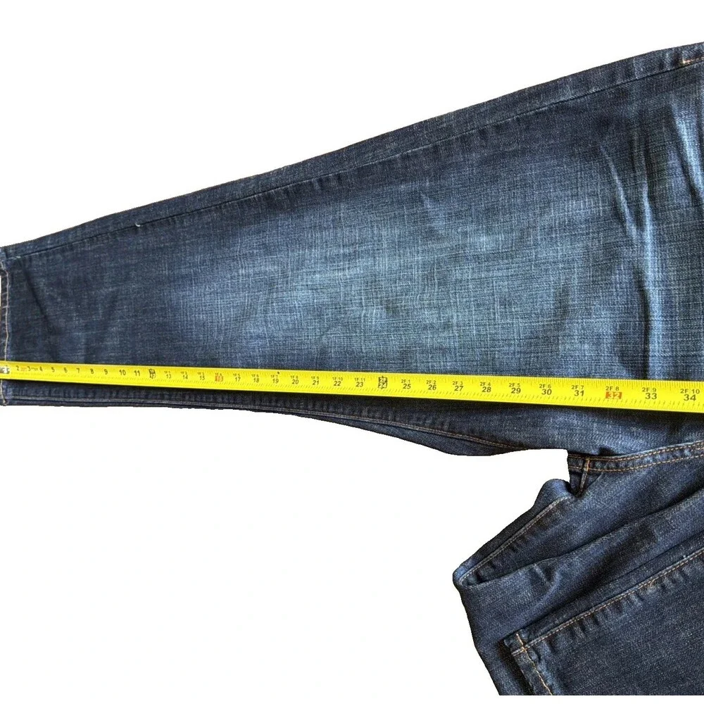 Lucky Brand 221 Original Straight Jeans Mens 34x32 Blue Dark Wash Denim Stretch